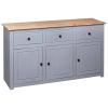 Sideboard Gray 53.1"x15.7"x31.5" Solid Pinewood Panama Range