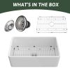 33 Inch Fireclay Farmhouse Kitchen Sink White Single Bowl Apron Front Kitchen Sink; Bottom Grid and Kitchen Sink Drain Included