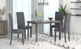 Farmhouse Rustic Wood 5-Piece Dining Table Set for 4, Kitchen Table Set with 4 Upholstered Dining Chairs