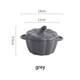 Ceramic Baking Bowl With Two Ears Insulated From Water (Option: Blue gray)