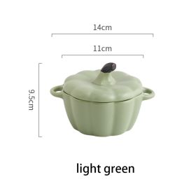 Ceramic Baking Bowl With Two Ears Insulated From Water (Option: Light green)
