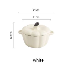Ceramic Baking Bowl With Two Ears Insulated From Water (Option: Cream white)