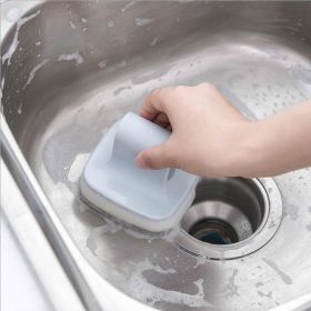 Dish Washing Sponge Wall Mount Self adhesive PP Handle Scrubber Kitchen Dishwasher Tool (Color: Blue)
