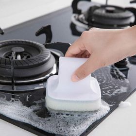 Dish Washing Sponge Wall Mount Self adhesive PP Handle Scrubber Kitchen Dishwasher Tool (Color: White)