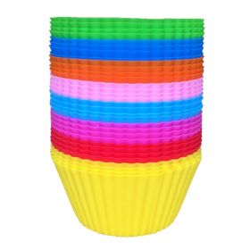 6/12/24Pcs Silicone Muffin Molds Cupcake Dessert Baking Pans Liners Cups Tool (Color: Random Color)