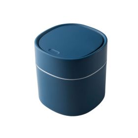 Desktop Mini Trash Can Pressing Cover Dustbin Home Plastic Waste Bin Office Small Garbage Basket Sundries Barrel Cleaning Tools (Color: Pressing cover blue)