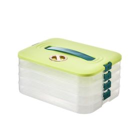 1pc 4-Layer Food Storage Containers; Food Storage Containers With Lids Dumpling Storage Box; Good Sealing; Stackable Dumpling Food Containers (Color: green)