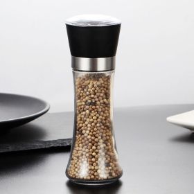 Pepper grinder Japanese wooden black pepper grinding bottle manual household grinding sea salt powder pepper grinding bottle (Specifications: Black long style)