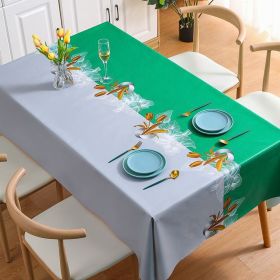 Benzhi Nordic embroidery printed tablecloth wholesale waterproof oil proof washfree rectangular pvc tablecloth table mat net red (colour: Yujin Liuxian Green Grey)