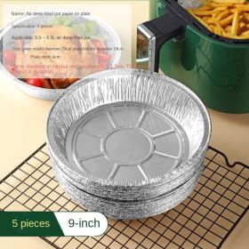 Tin foil plate for air frying pan; household oil absorbing paper oven baking tray; aluminum foil plate; food oil proof baking tray (colour: 9 inch deep plate (5 pieces))