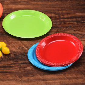 Cross border hot sale disposable plate 9-inch color fruit dessert plate with hard deformation proof PS plastic disc wholesale (colour: red)