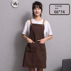 Nail salon apron wholesale printing household kitchen cooking women fashion work clothes men catering work canvas (colour: [Strap canvas breathable] One size dark coffee)