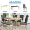 6 Piece Dining Table set with Bench; Wooden Kitchen Table Set w/ 4 Padded Dining Chairs