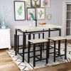 Dining Table with 4 Chairs; 5 Piece Dining Set with Counter and Pub Height