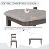 6-Piece Kitchen Simple Wooden Dining Table and Chair with Bench, Fabric Cushion