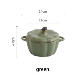 Ceramic Baking Bowl With Two Ears Insulated From Water (Option: Dark green)